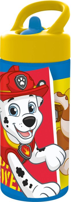 BOTELLA INFANTIL CON PAJITA Y ASA 410ML PAW