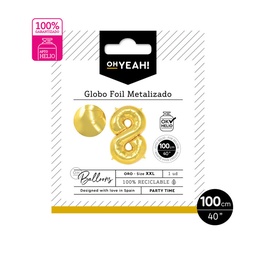 [8435557712113] GLOBO POLIAMIDA Nº8 100CM ORO METALIZADO AP